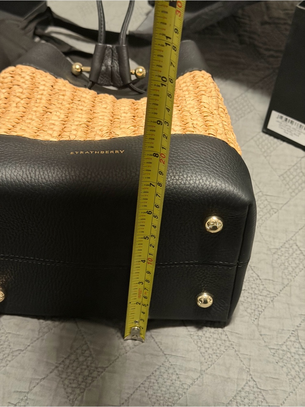 Strathberry Osette Midi in Raffia with Black leather - Picture 12 of 12